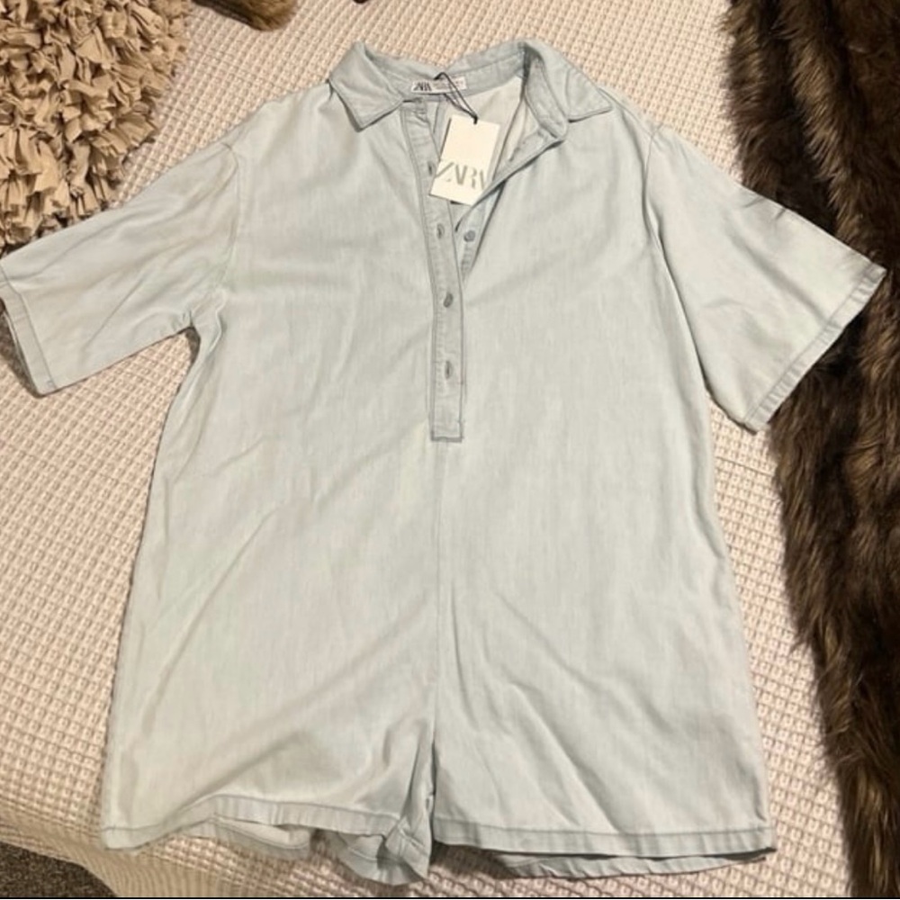 Zara Blue Casual Romper
